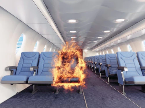 Fire in the airplane cabin